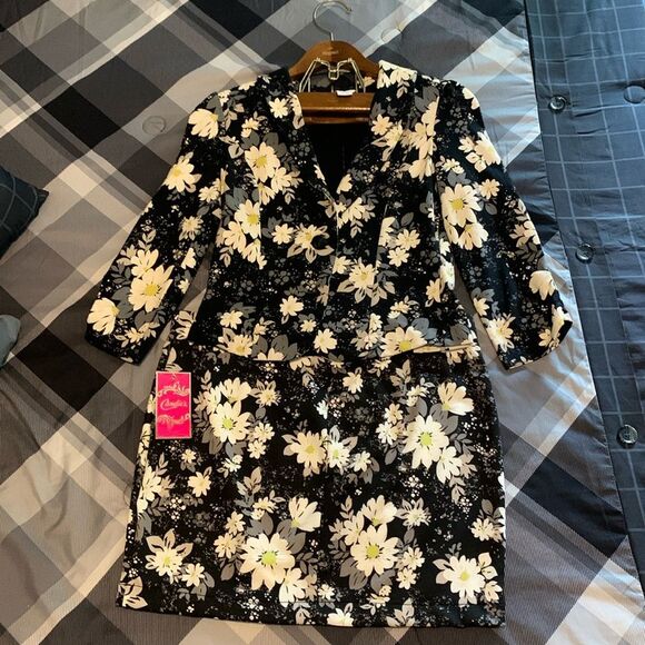 Candies Daisy Black $ White Unstructured Blazer Size M and Mini Skirt Size XL - Picture 1 of 13